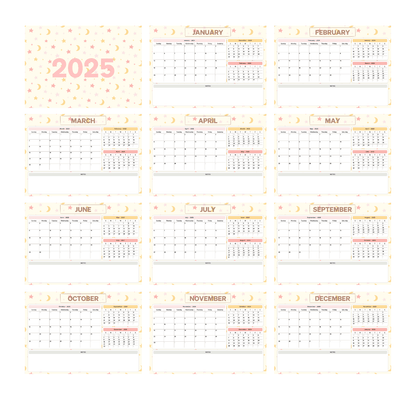 Star and Moon 2025 Calendar