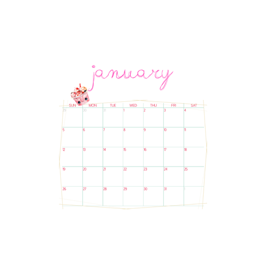 Pink Soda Desk Calendar  (3.5" x 3.5")