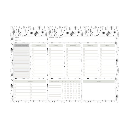 Black & White Bloom Weekly Planner